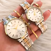 ساعت ست سیتیزن دورنگ صفحه سفید با دستبند و انگشتر