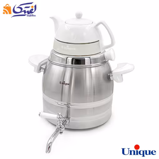 کتری و قوری استیل 6 لیتر استیل شیر دار دسته کالیت نسوز یونیک مدل UN-7220