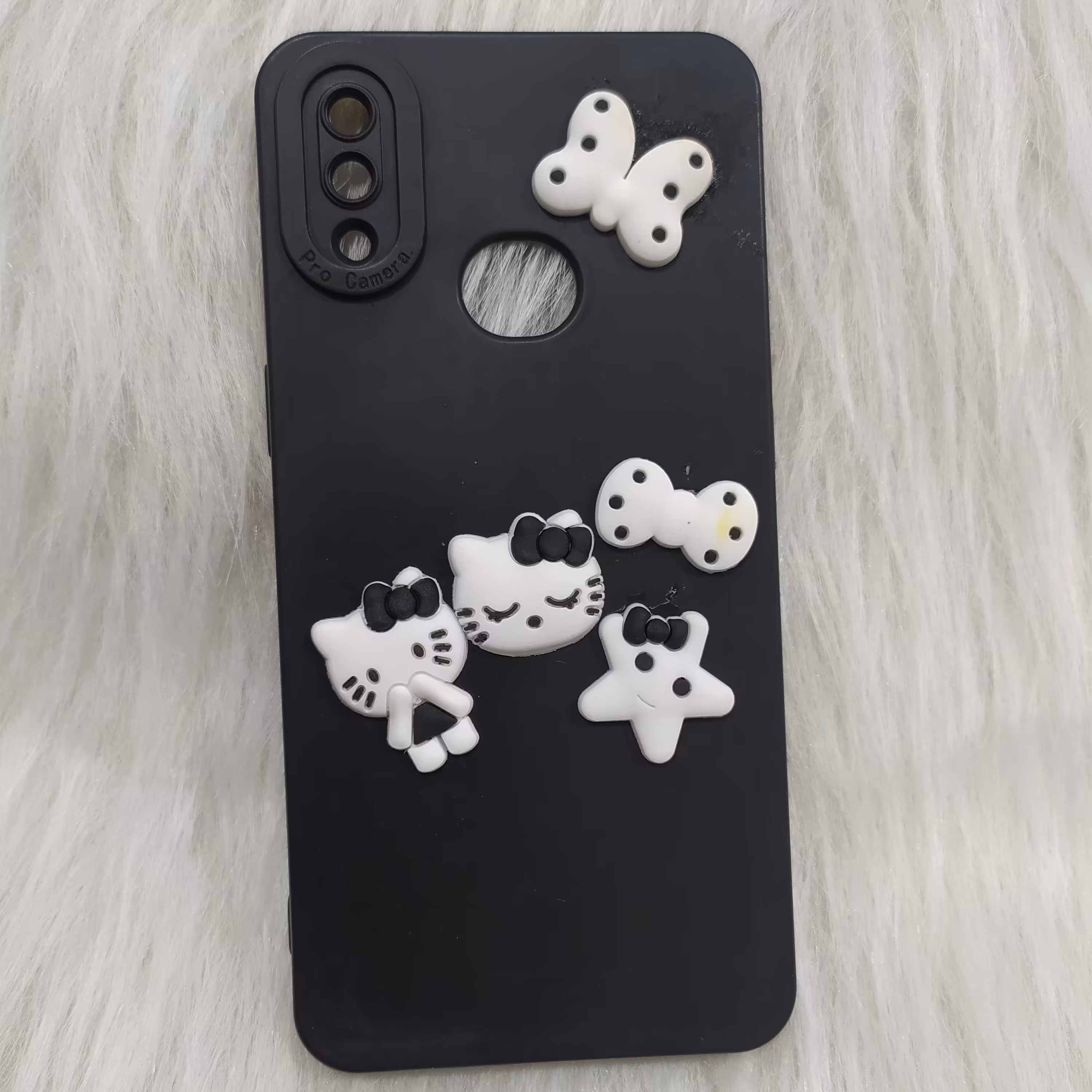 گارد سامسونگ A10s  سیلیکونی Pro camera  طرح عروسکی برجسته  رنگ مشکی
