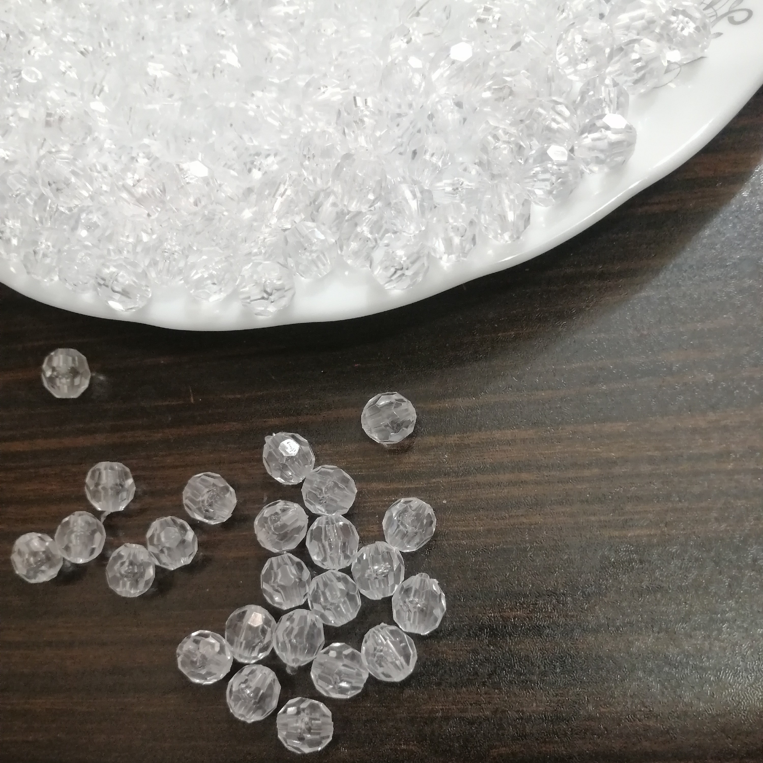 گوی گرد تژئینی سفید شفاف بسته 100 عددی