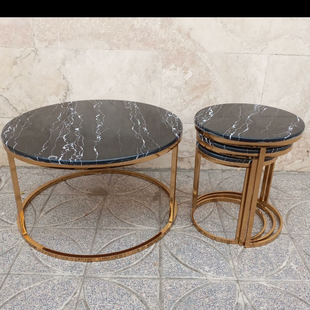 جلو مبلی و عسلی  کمجا  رویه طرح سنگ مدل چهار تکه رنگ فورتیک فلزی 