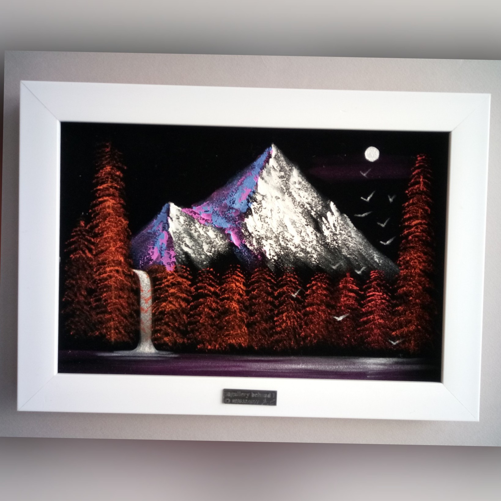 نقاشی منظره زمستانی مخمل با رنگ اکرلیک