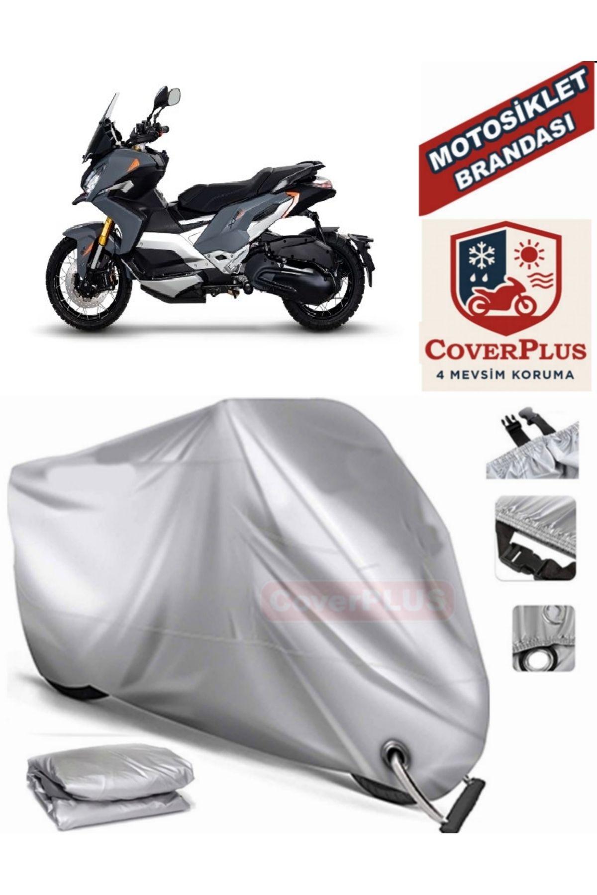 چادر موتورسیکلت خاکستری موتور سیکلت سازگار با XP 400 COVER MOTOEN MotoEn