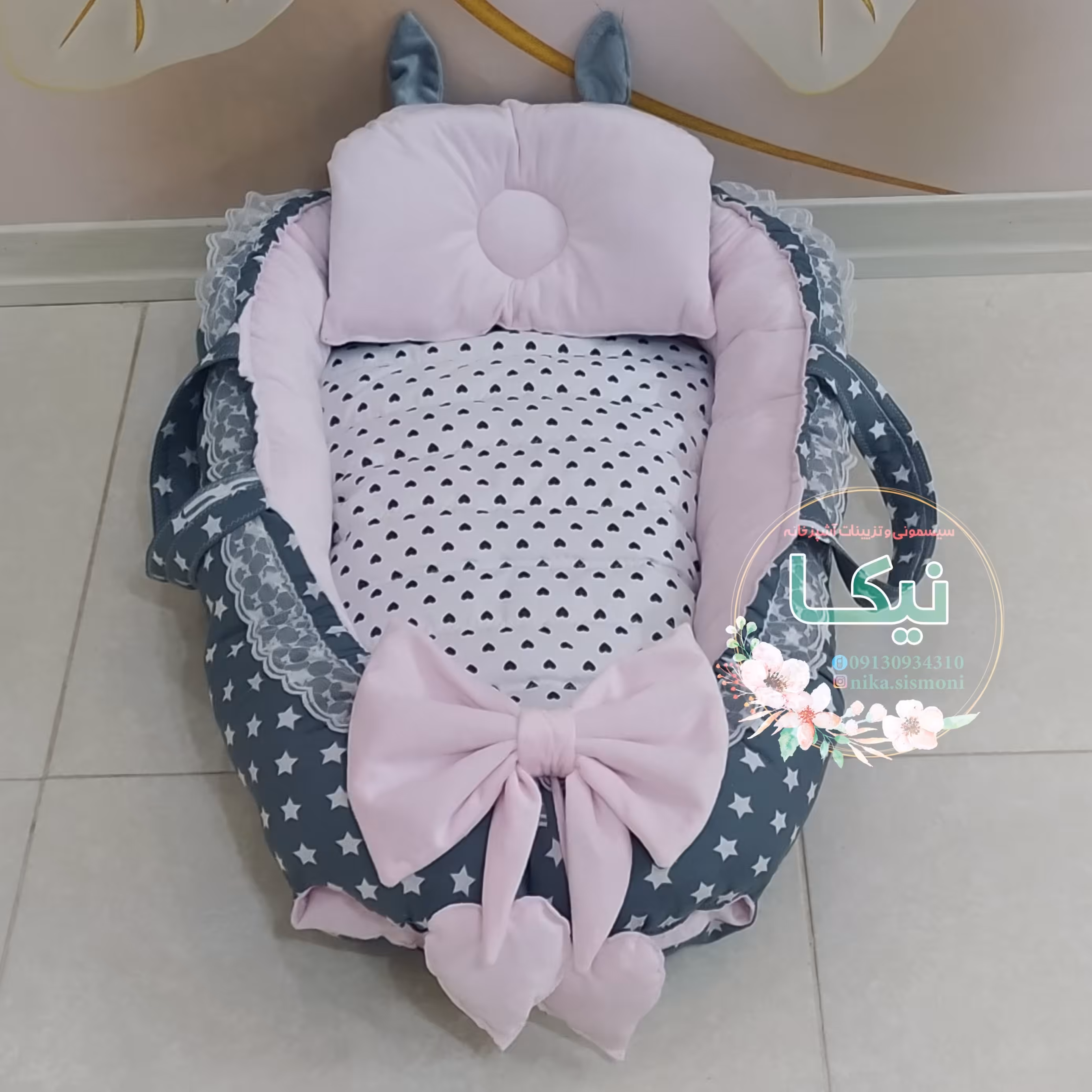 تشک گارد دار بیضی مخمل و کتان نخ و لایه ی ضد نم 