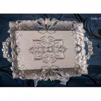 سینی طرح گلدار 6نفره طلایی و نقره ای