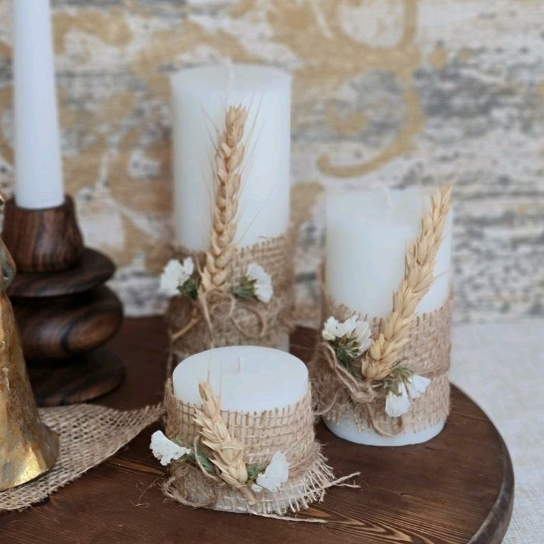 ست سه عددی شمع گندم بسیار زیبا و خاص دکوراتیو