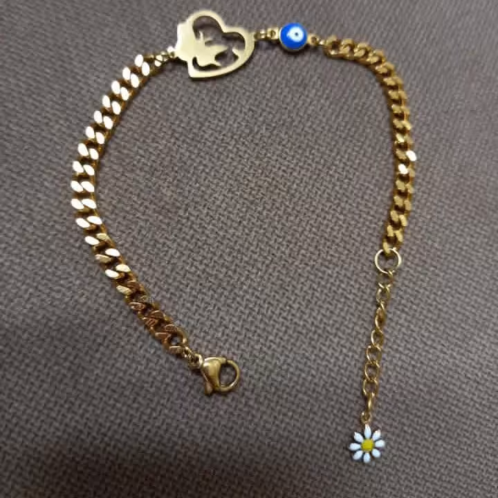 دستبند .کارتی استیل تراش خورده .چشم نظر .بابونه 