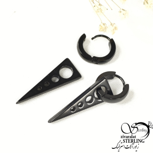 گوشواره دوحالته استیل رنگ مشکی کد 8607