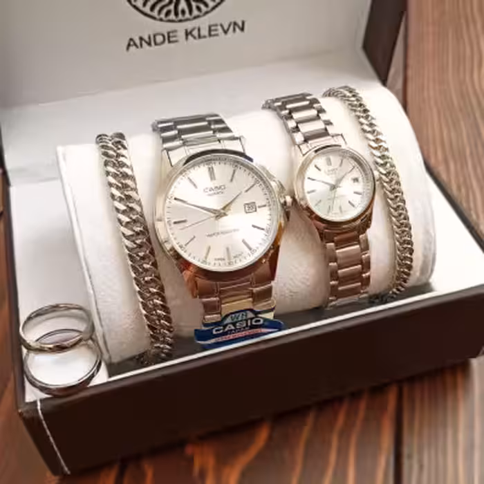 ست ساعت،دستبند و حلقه زنانه و مردانه CASIO