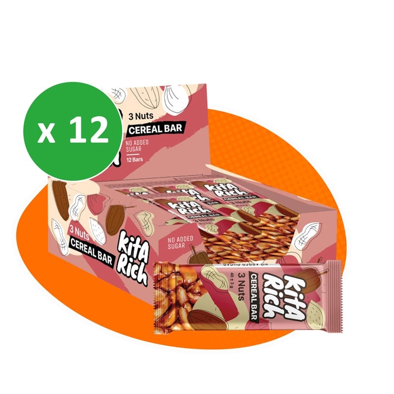 پکیج نات بار سه مغز کیتاریچ با روکش شکلات تلخ 40 گرمی بسته 12 عددی