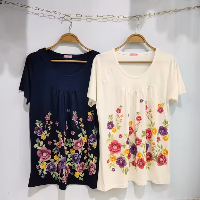 تیشرت گلدار سایزبزرگ زنانه و دخترانه