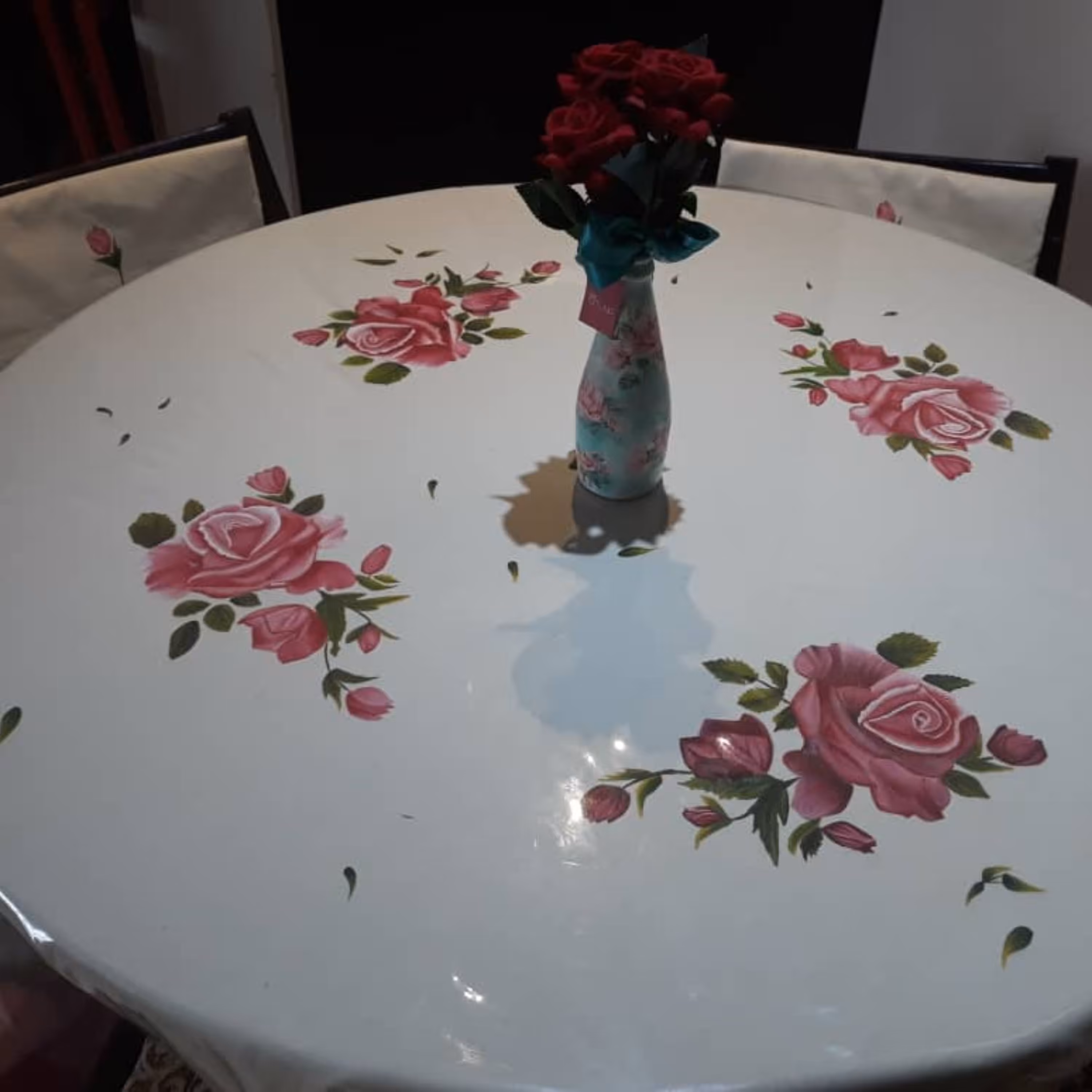 نقاشی  طرح گل رز قرمز