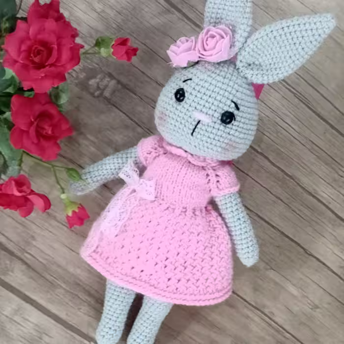 خرگوش با لباس صورتی اندازه 20cm