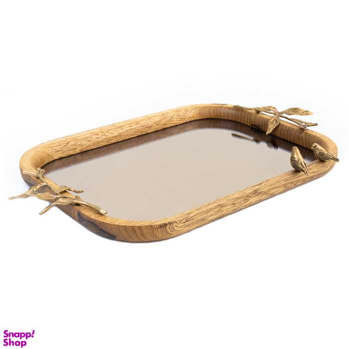 سینی مستطیل کف آینه ای گلد گیش مدل گلدن برد سایز بزرگ کد GK829508