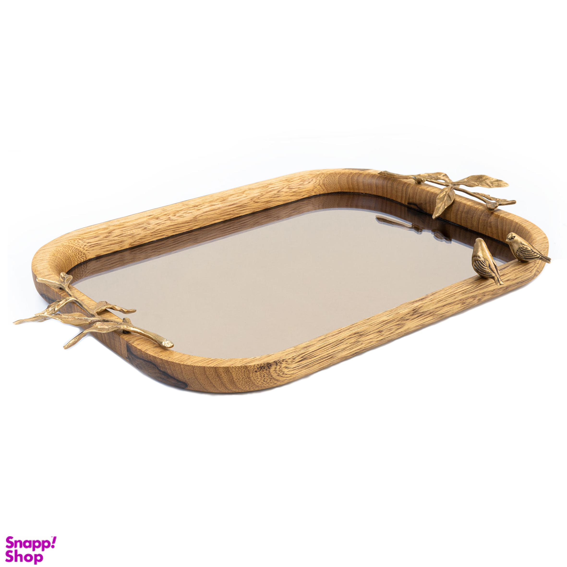 سینی مستطیل کف آینه ای گلد گیش مدل گلدن برد سایز بزرگ کد GK829508