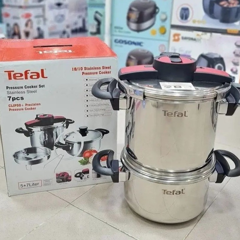 زود پز دو قلوی 5و7لیتری تفال فرانسه حک شده

