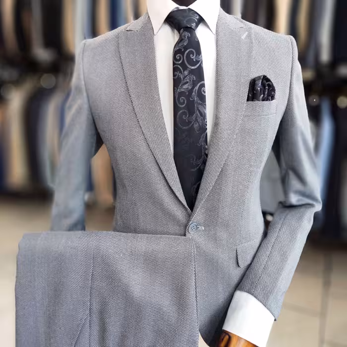 کت و شلوار مردانه طوسی روشن پارچه جودون