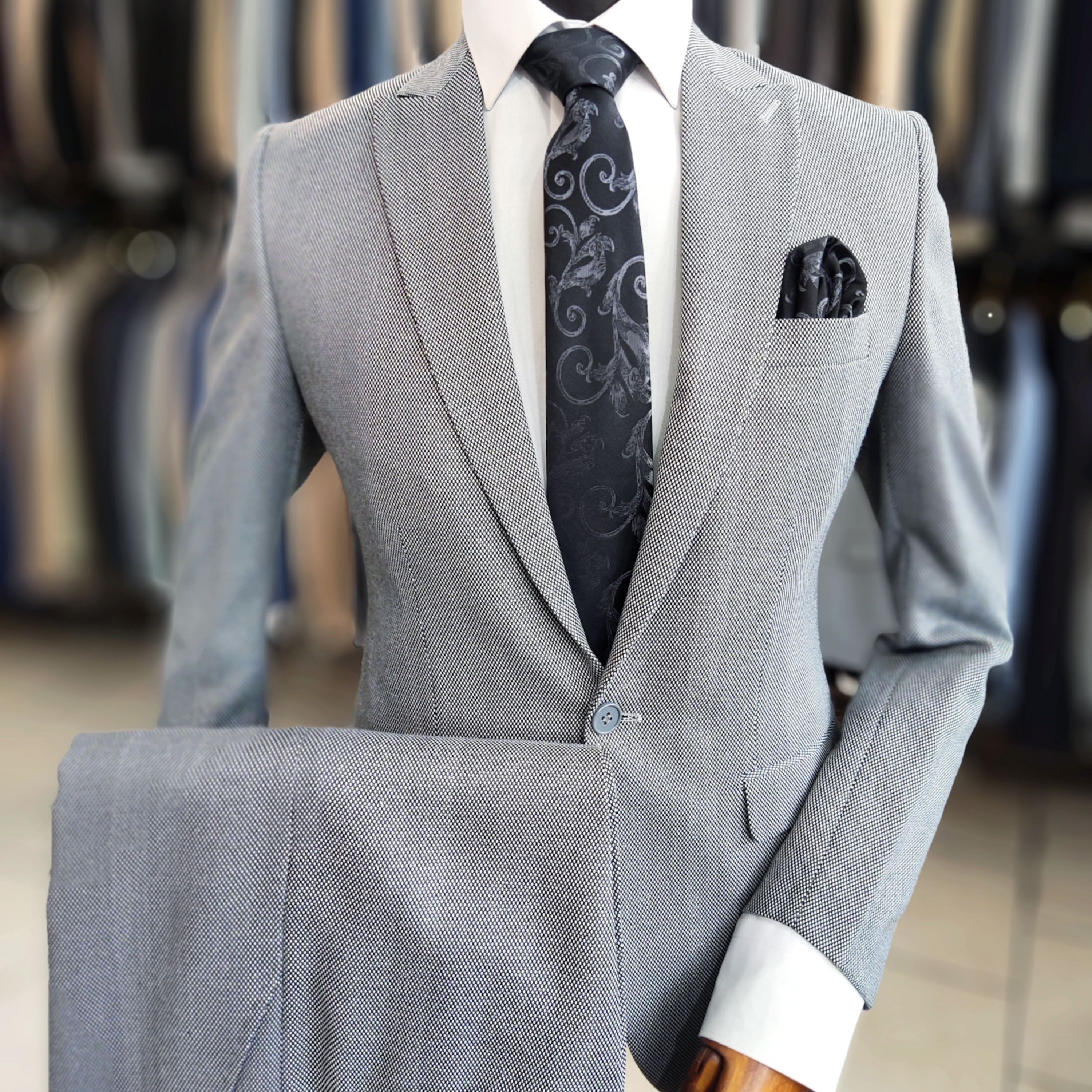 کت و شلوار مردانه طوسی روشن پارچه جودون