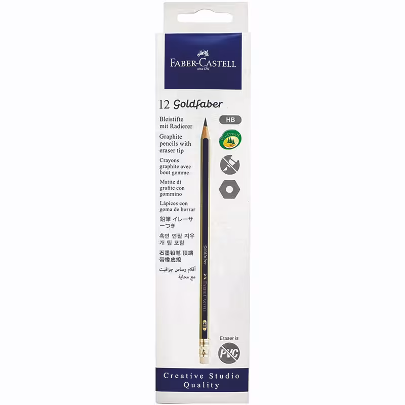 مداد طراحی فابر کاستل  مدل گلدفابر HB  بسته 12 عددی