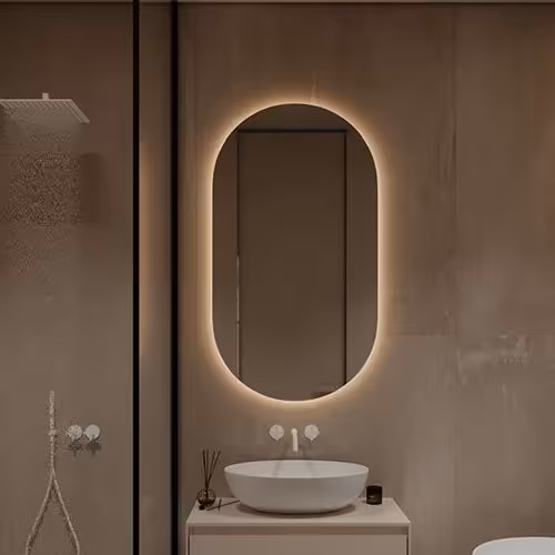 آینه دیواری دو سرگرد بک لایت ابعاد 80*45 جنس سوپر کلیر اردکان