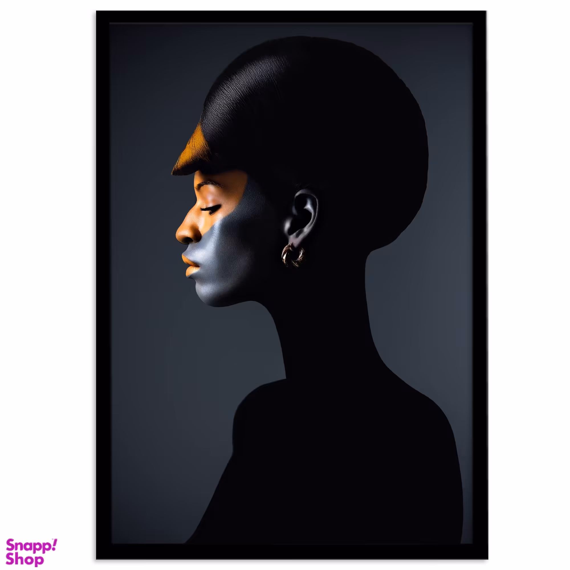 تابلو نوری بکلیت طرح چهره ژستیک زن سیاه مدل چراغدار B-s2292