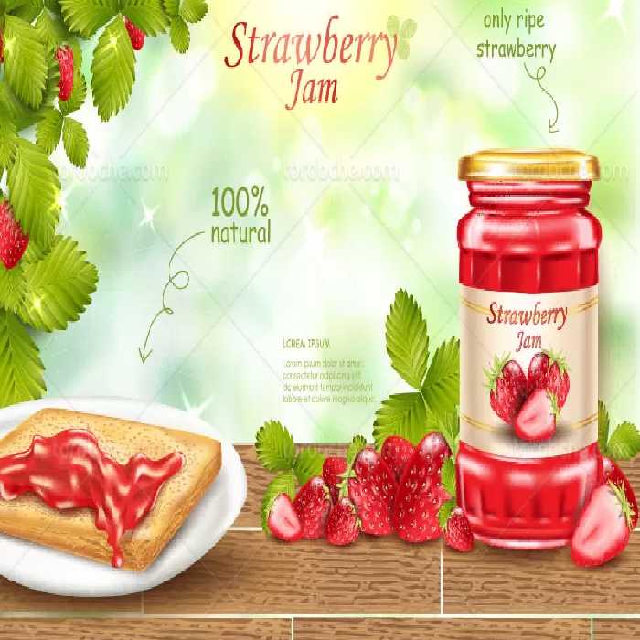 وکتور مربای توت فرنگی | گرافیک با طعم تربچه