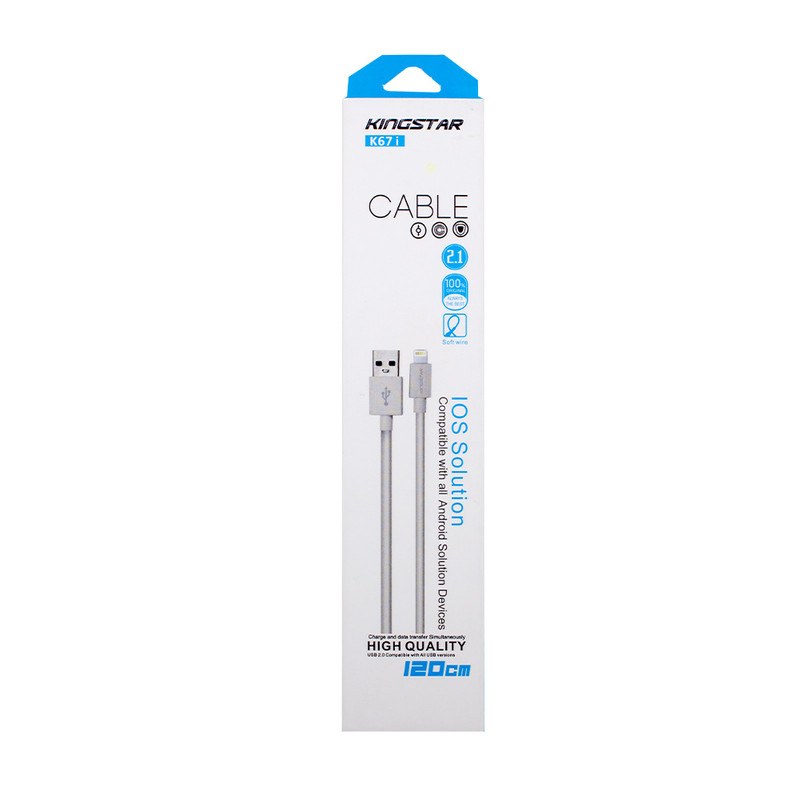 کابل تبدیل USB به لایتنینگ کینگ استار مدل k67i طول1.2 مترKingstar Lighting Cable