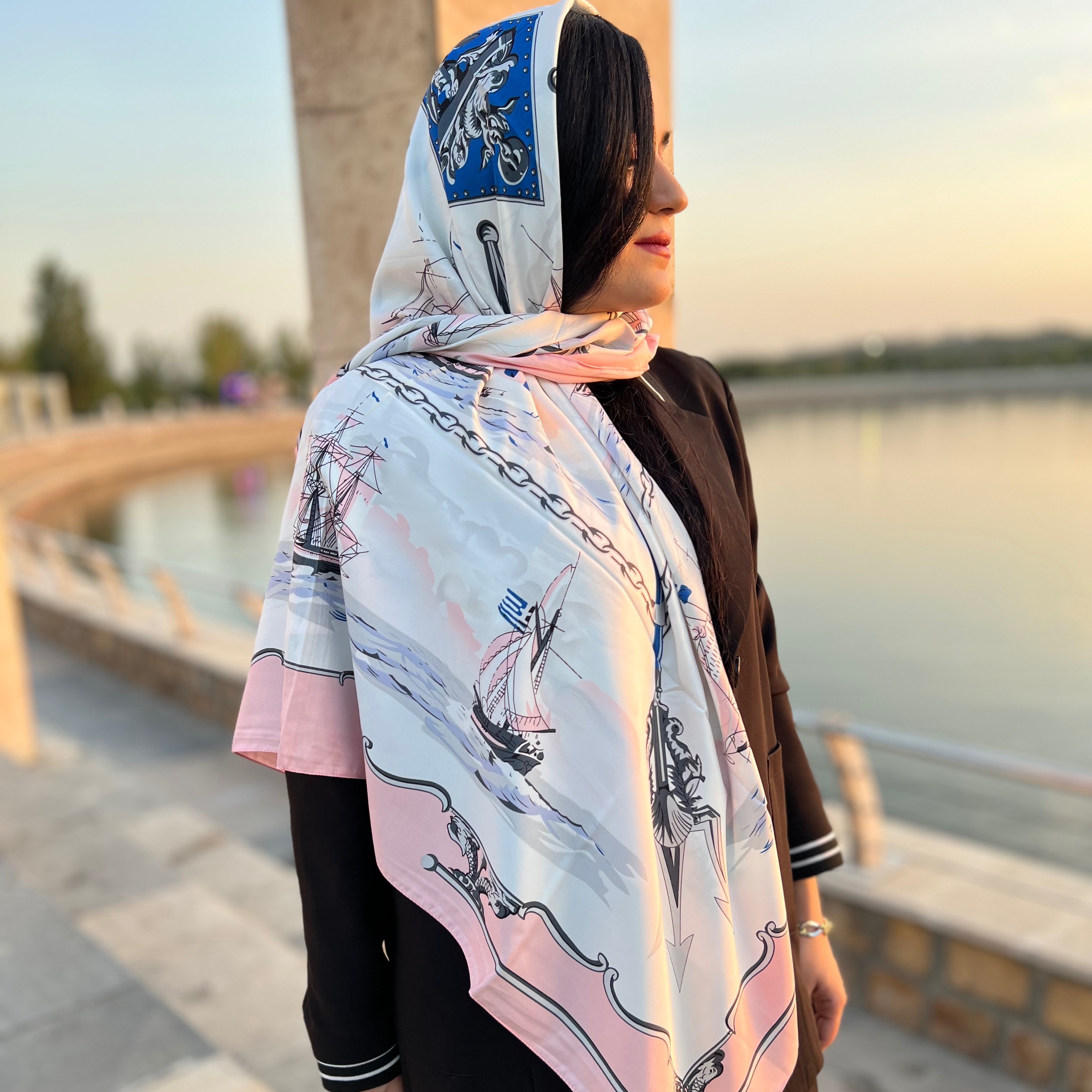 روسری جدید صورتی ابریشم کجراه وارداتی