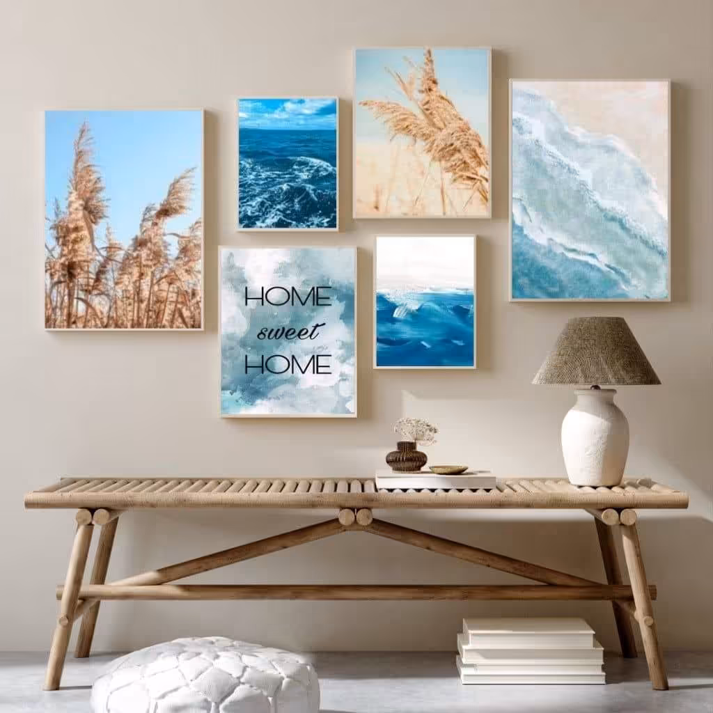 تابلو دکوراتیو 6 تیکه طرح آبی بیکران