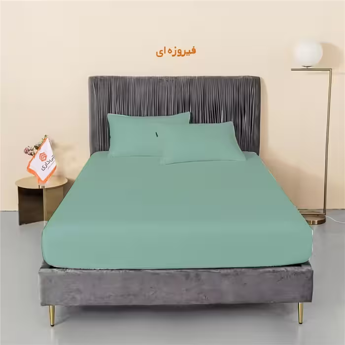 سرویس ملحفه چیداری مدل میکرو فیروزه ای یک نفره دو تکه 90در200