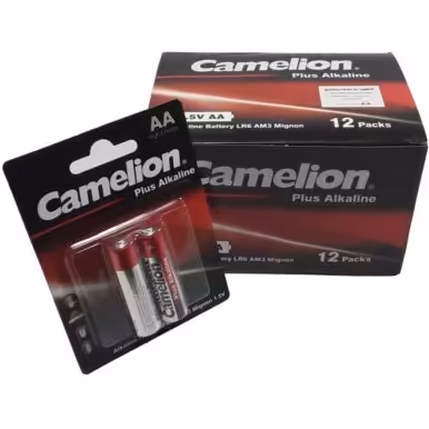 باتری آلکالاین قلمی کملیون Plus Alkaline جعبه 24تایی (12جفت کارتی) اندازه AACamelion Plus Alkaline AA Battery*24