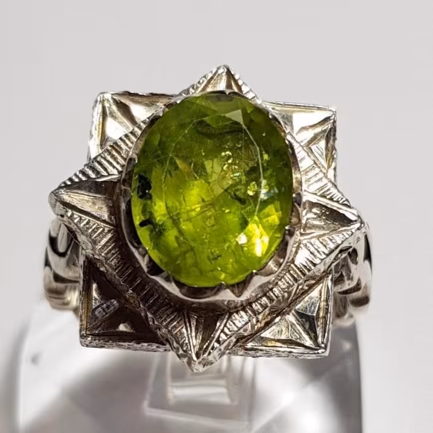 انگشتر زبر جد افغان6 قیراطی معدنی 8ضلعی شیک عالی