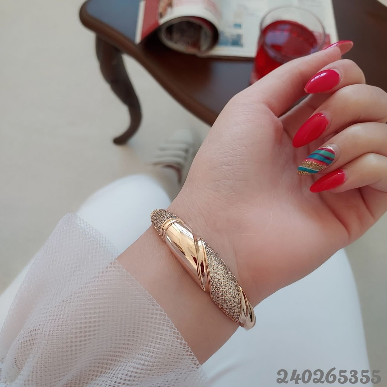 دستبند قفل‌دار طرح طلا. جنس ژوپینگ. رنگ ثابت. آبکاری آبطلا ضدحساسیت 5