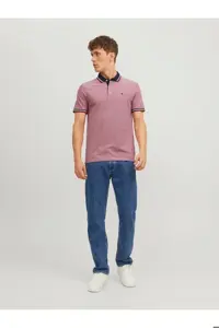 تی شرت یقه پولو قرمز مردانه پنبه ارگانیک یکا چوگان اصلی Jack Jones Jack &amp; Jones