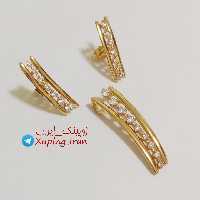 نیم ست ژوپینگ نگین دار شیک طلایی شامل گوشواره و پلاک نیمست Xuping