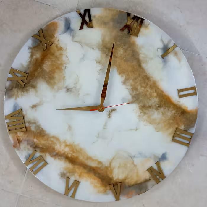 ساعت رزینی طرح مرمر   سایز  65 موتور  آرام گرد تایوان