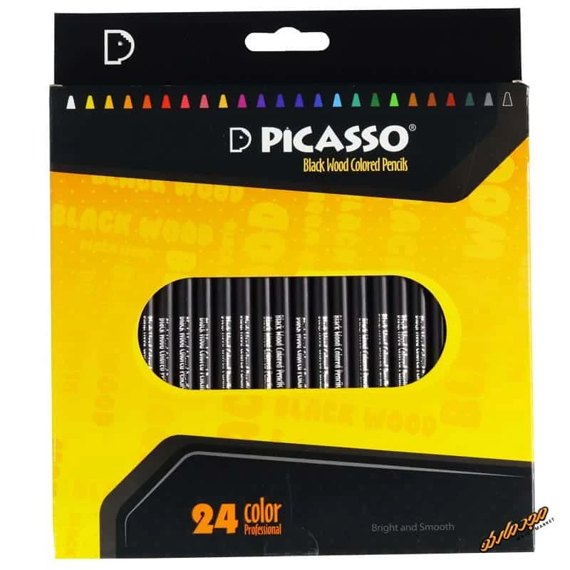 مداد رنگی 24 رنگ چوب مشکی پیکاسو PICASSO