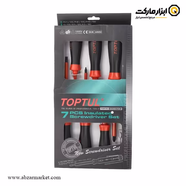 ست پیچ گوشتی عایق برق فشار قوی تاپ تول 7 عددی مدل GAAE0704