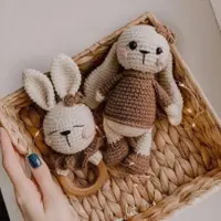 ست جغجغه و دندونی و عروسک خرگوش