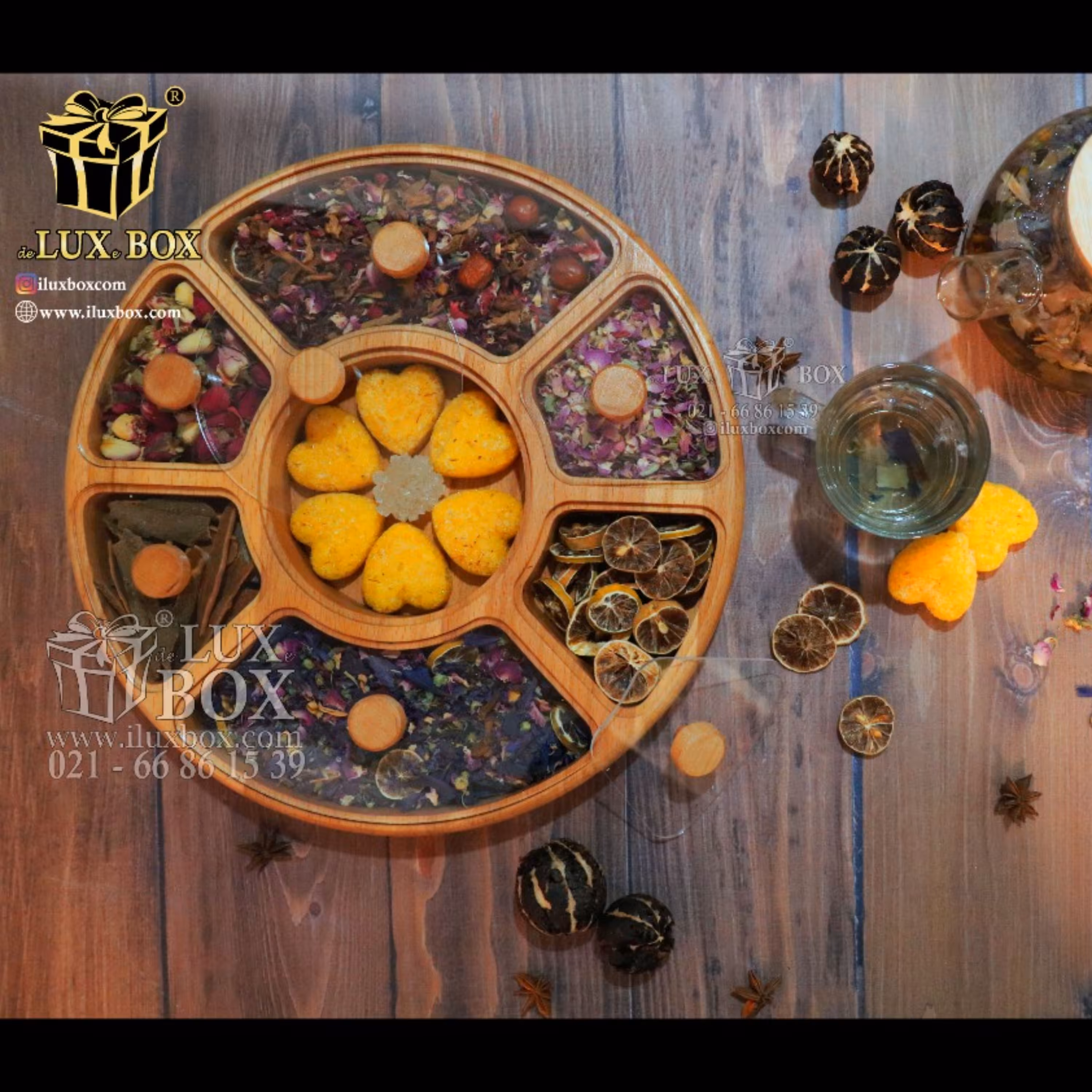 سینی سرو و پذیرایی دمنوش آجیل چوبی لوکس باکس کد LB400