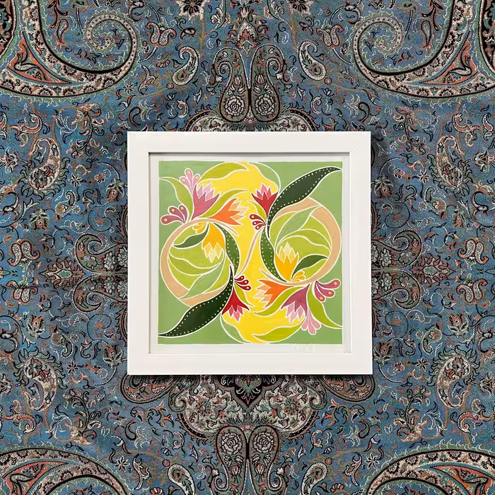 تابلوی دیواری اکریلیک طرح گل آذین - کد 155 - ابعاد 20 در 20 - اثر دست هنرمند