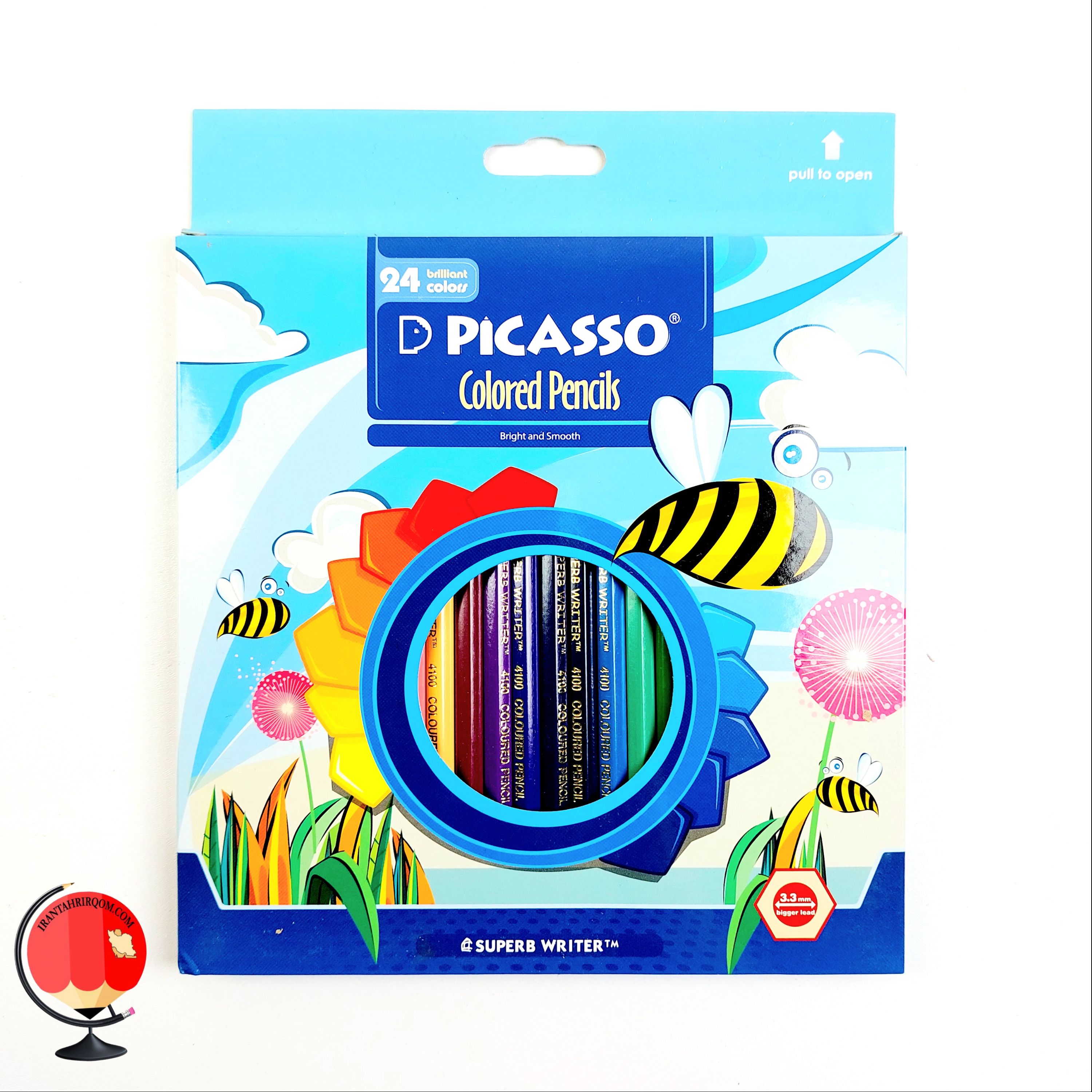 مداد رنگی 24 رنگ جعبه مقوا پیکاسو picasso طرح زنبور کد 1482