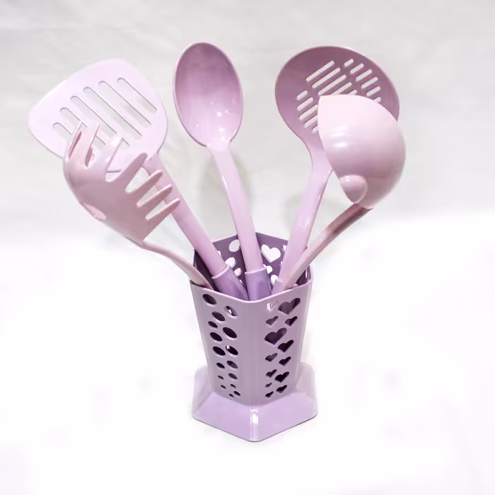 (فری کوک) ست 6تایی کفگیر ملاقه تمام رنگی 456