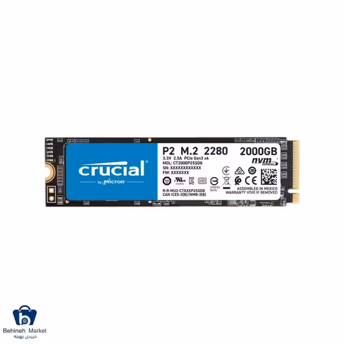 اس اس دی اینترنال کروشیال مدل P2 NVMe PCIe M.2 2280 ظرفیت 2 ترابایت