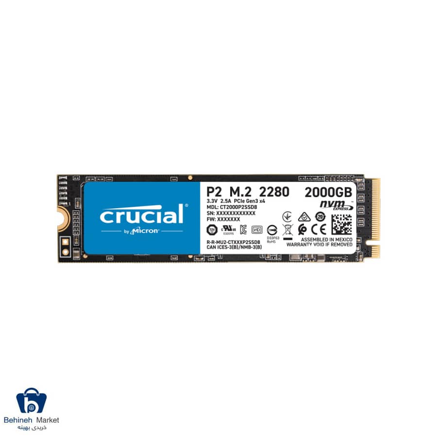 اس اس دی اینترنال کروشیال مدل P2 NVMe PCIe M.2 2280 ظرفیت 2 ترابایت