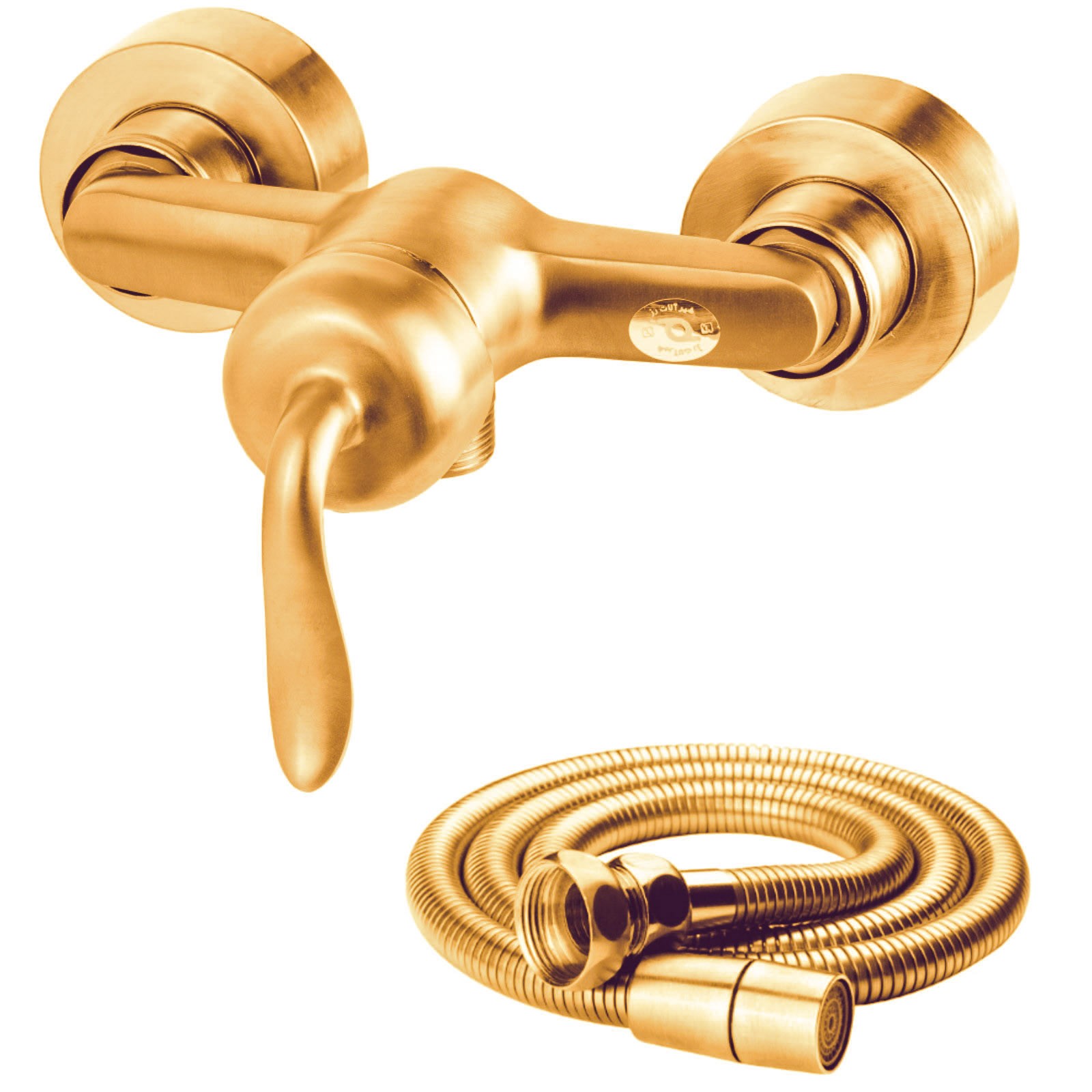 شیر سرویس بهداشتی شیرالات رز مدل بیزانس طلا مات به همراه شلنگ توالت با آبکاری ضد جرم و رسوب