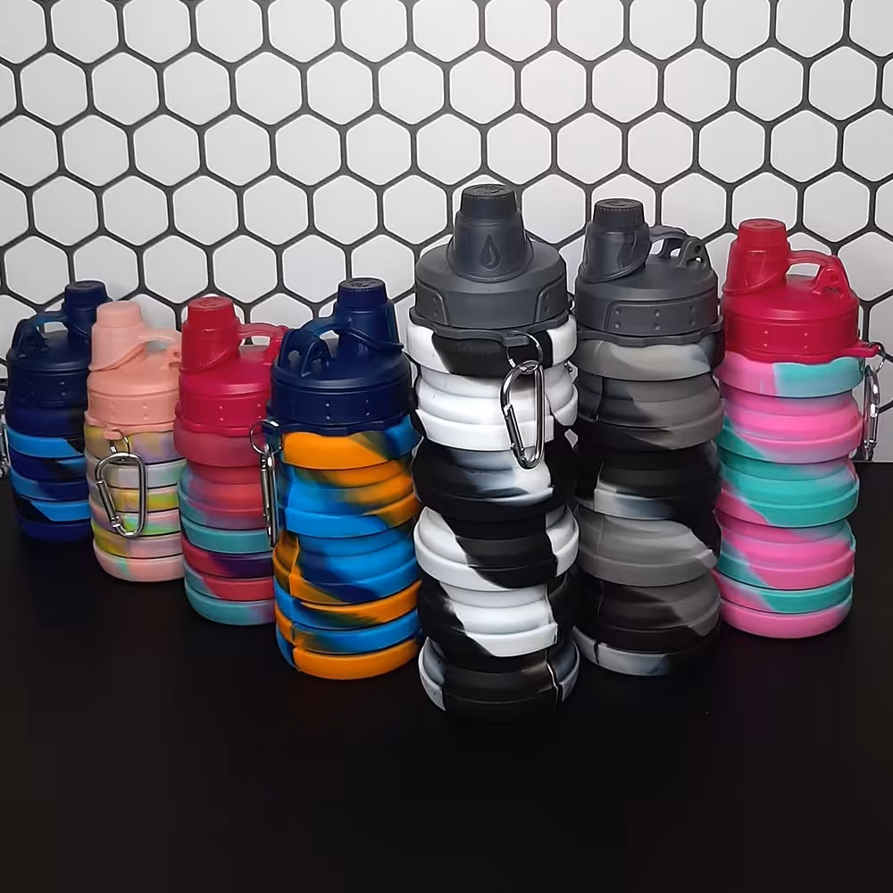 قمقمه سیلیکونی تاشو نشکن  با گنجایش 500میلی لیتر مناسب برای نوشیدن گرم و سرد