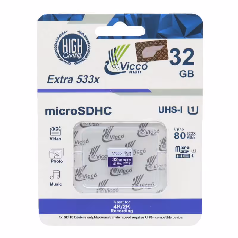 رم میکرو 32 گیگ ویکومن Vicco Extra U1 80MB/s بدون خشاب