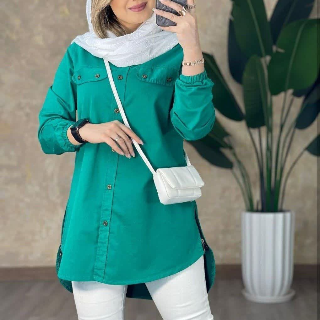 تونیک بغل زیپ رنگی کتان