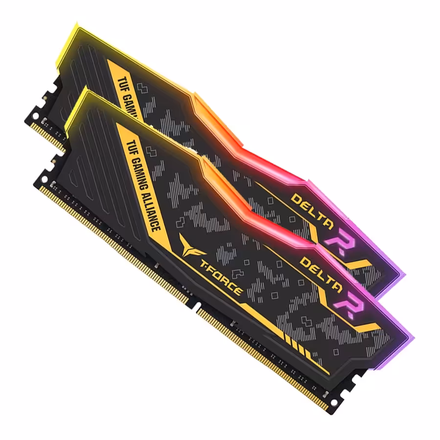 قیمت و خرید رم تیم گروپ مدل T-FORCE DELTA TUF Gaming Alliance RGB 16GB Dual 2933MHz CL16 | یاس ارتباط
